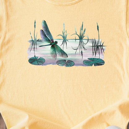 Watercolor Dragonfly on a Lake Kids Cotton T-Shirt