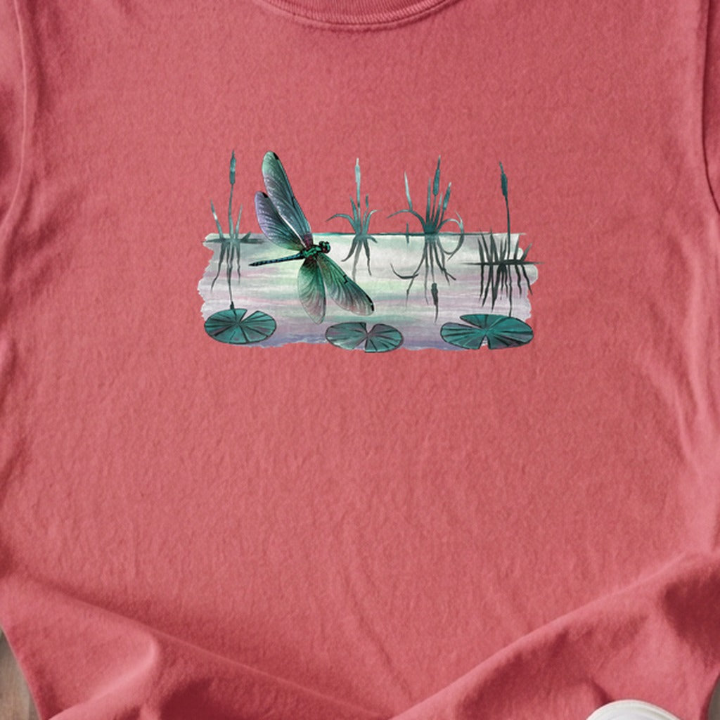 Watercolor Dragonfly on a Lake Kids Cotton T-Shirt