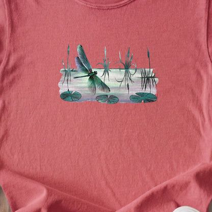 Watercolor Dragonfly on a Lake Kids Cotton T-Shirt