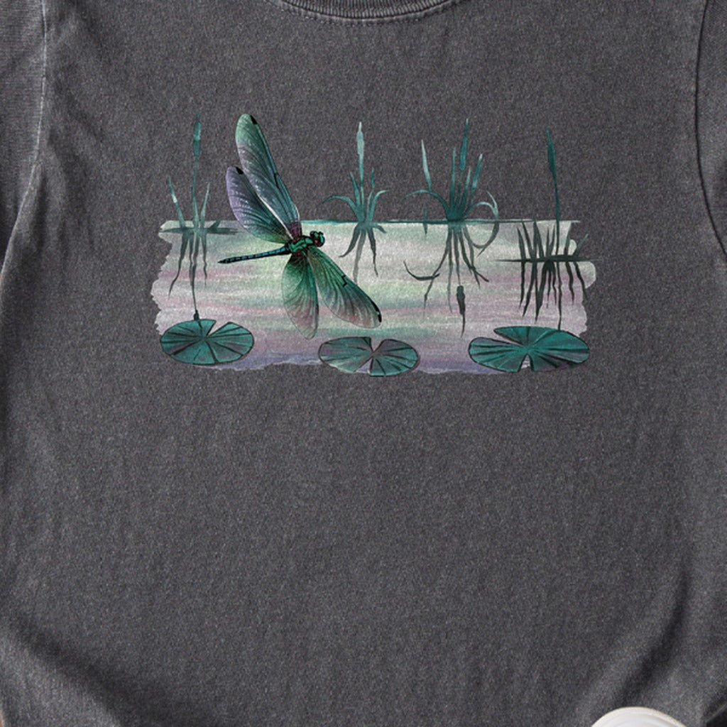 Watercolor Dragonfly on a Lake Kids Cotton T-Shirt