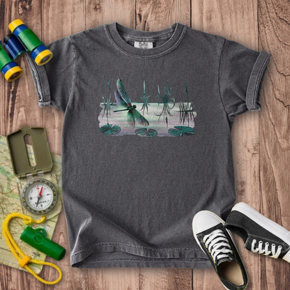 Watercolor Dragonfly on a Lake Kids Cotton T-Shirt