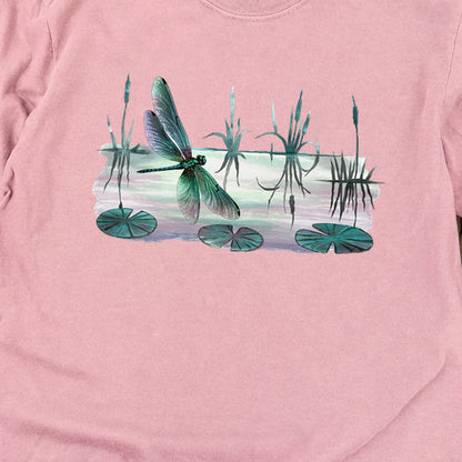 Watercolor Dragonfly on a Lake Cotton Long Sleeve