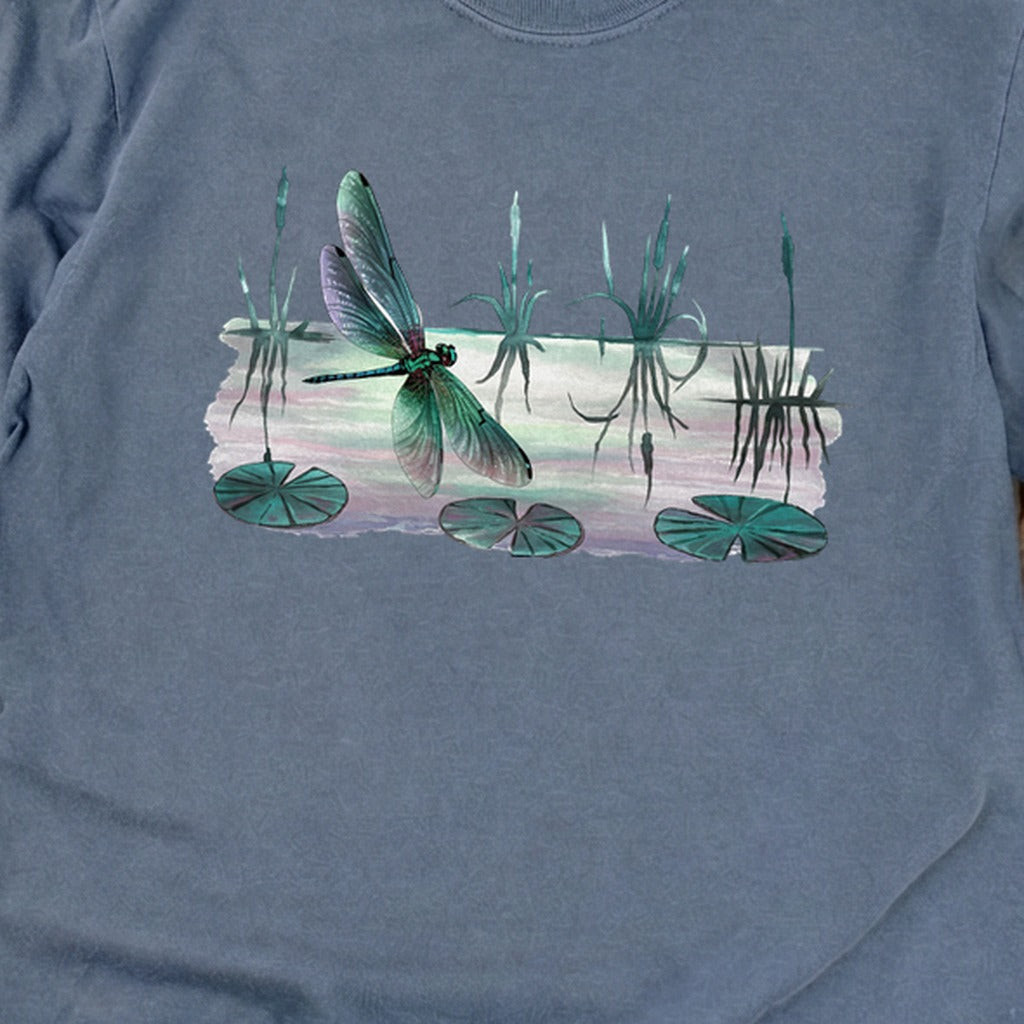 Watercolor Dragonfly on a Lake Cotton Long Sleeve
