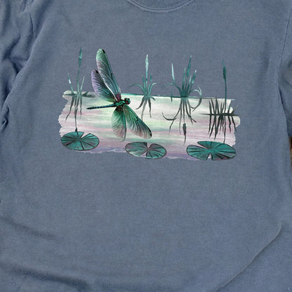 Watercolor Dragonfly on a Lake Cotton Long Sleeve