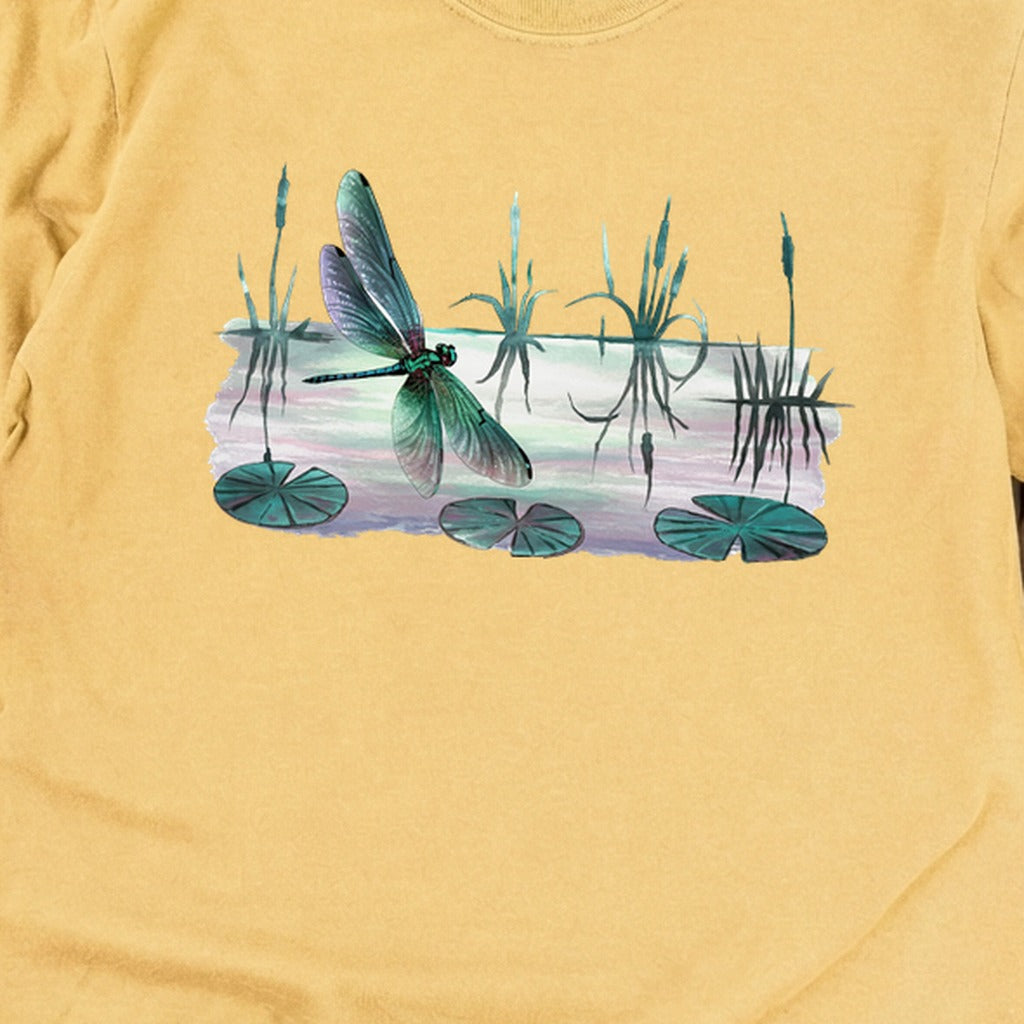 Watercolor Dragonfly on a Lake Cotton Long Sleeve