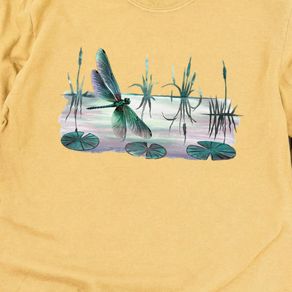 Watercolor Dragonfly on a Lake Cotton Long Sleeve