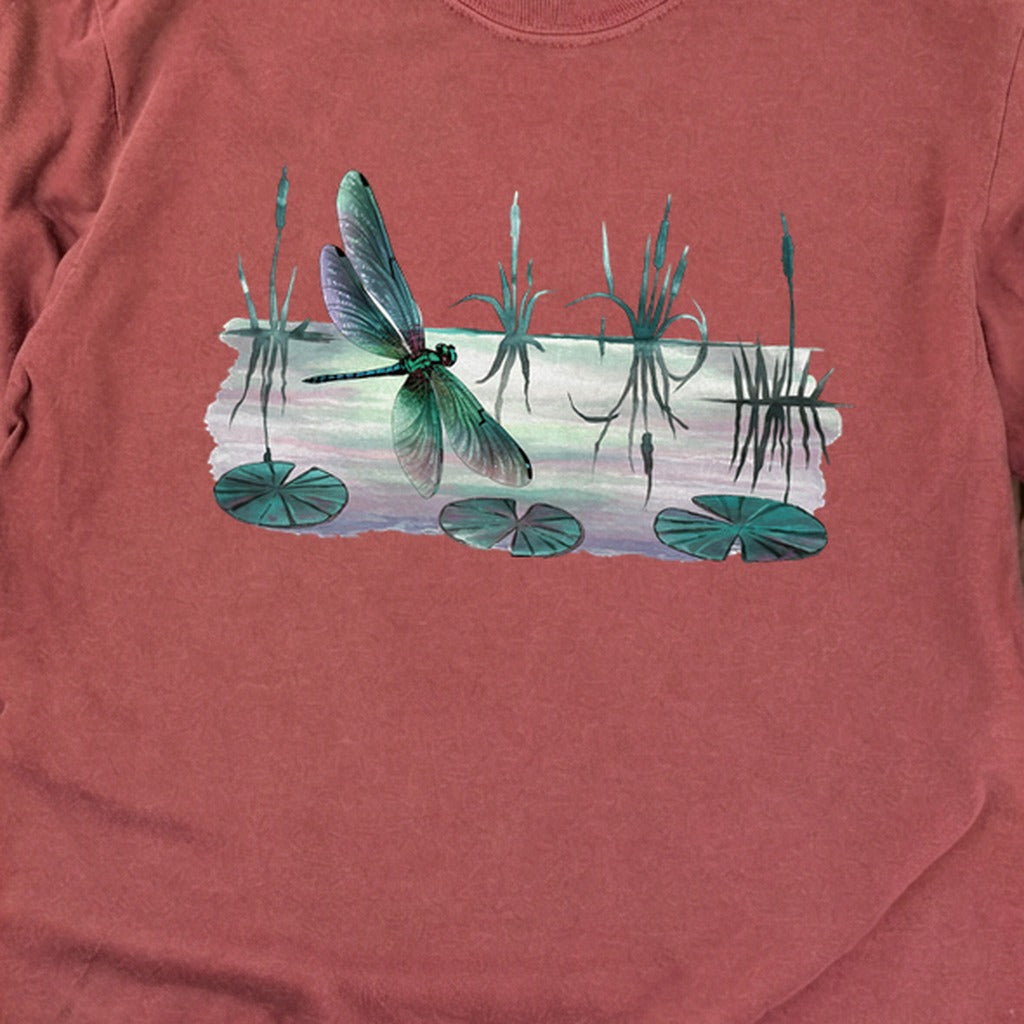 Watercolor Dragonfly on a Lake Cotton Long Sleeve