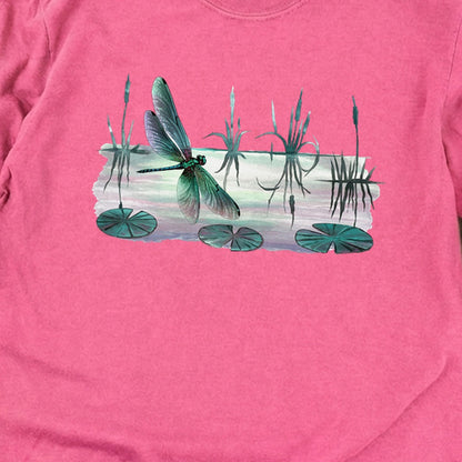 Watercolor Dragonfly on a Lake Cotton Long Sleeve