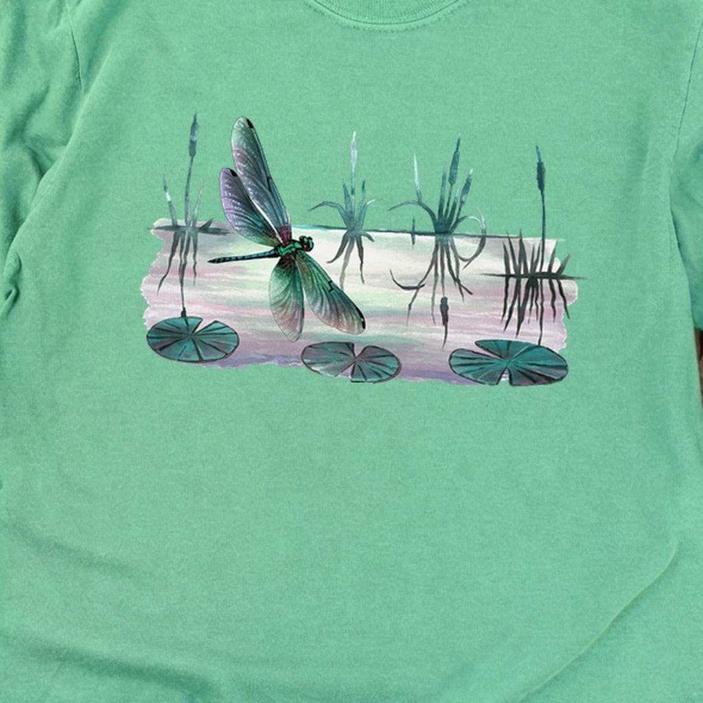 Watercolor Dragonfly on a Lake Cotton Long Sleeve