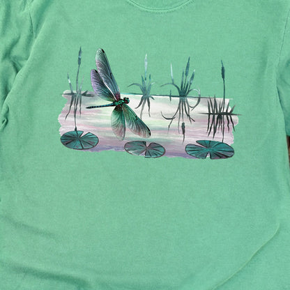 Watercolor Dragonfly on a Lake Cotton Long Sleeve