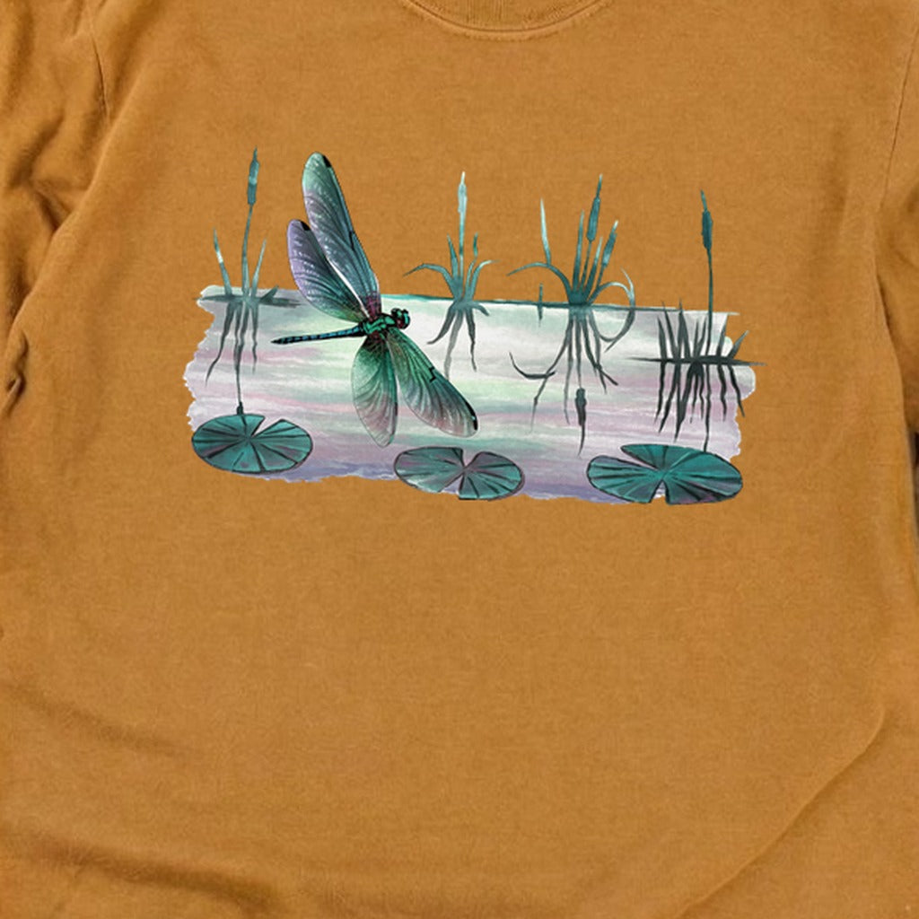 Watercolor Dragonfly on a Lake Cotton Long Sleeve