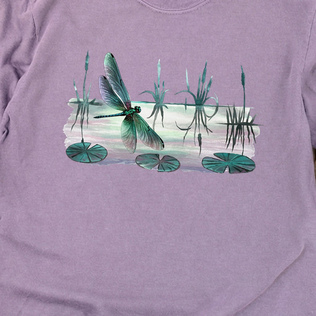 Watercolor Dragonfly on a Lake Cotton Long Sleeve