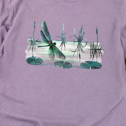 Watercolor Dragonfly on a Lake Cotton Long Sleeve