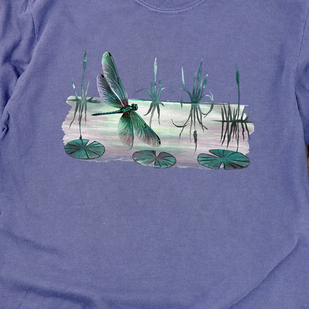 Watercolor Dragonfly on a Lake Cotton Long Sleeve
