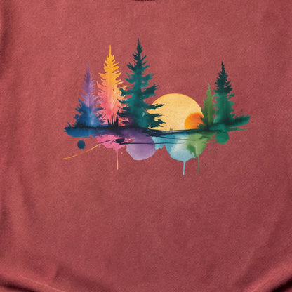 Watercolor Forest Cotton T-Shirt