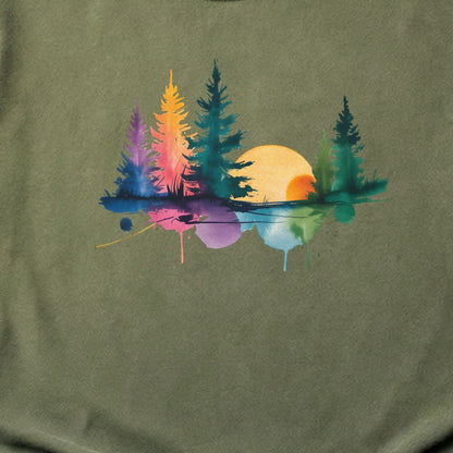 Watercolor Forest Cotton T-Shirt