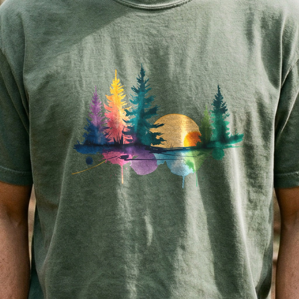 Watercolor Forest Cotton T-Shirt