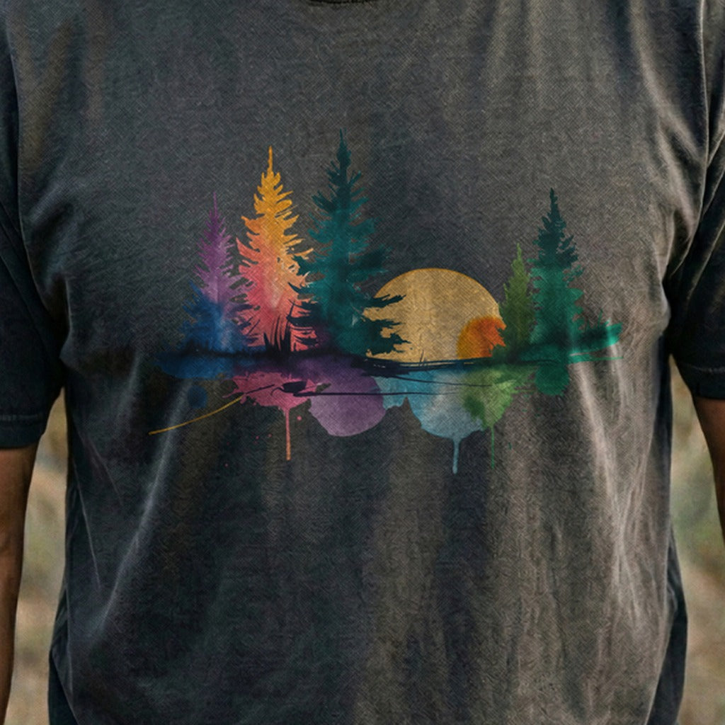 Watercolor Forest Cotton T-Shirt