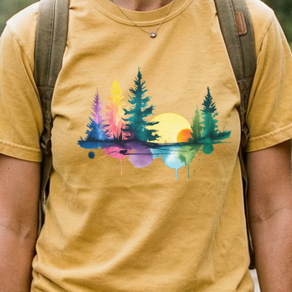 Watercolor Forest Cotton T-Shirt