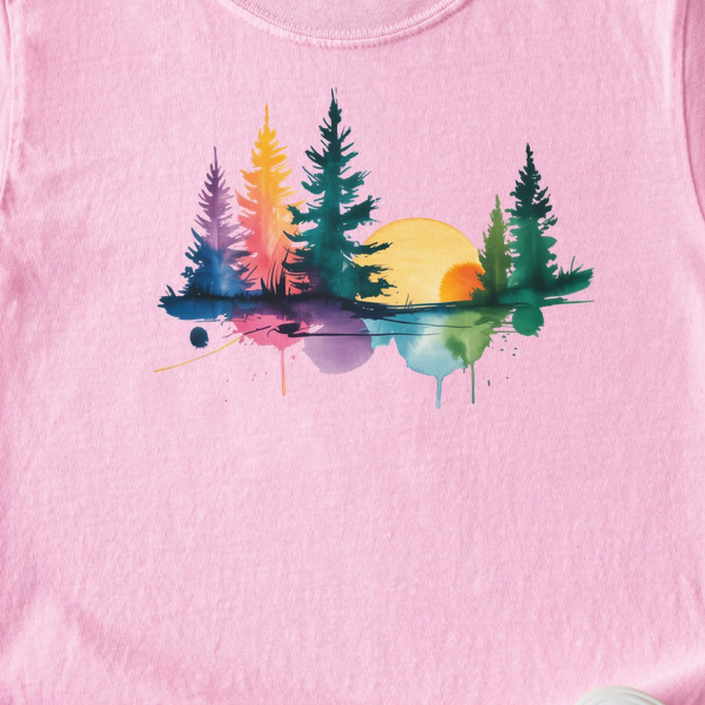 Watercolor Forest Kids Cotton T-Shirt
