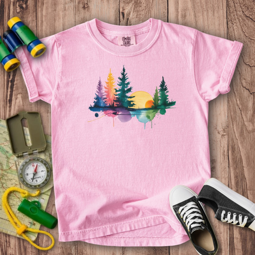 Watercolor Forest Kids Cotton T-Shirt