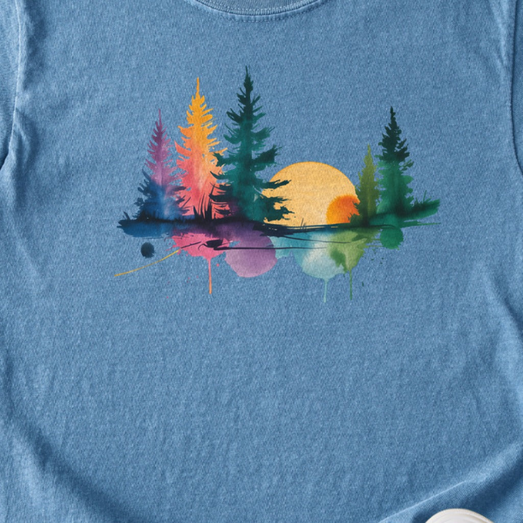 Watercolor Forest Kids Cotton T-Shirt