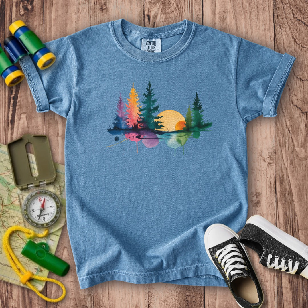 Watercolor Forest Kids Cotton T-Shirt