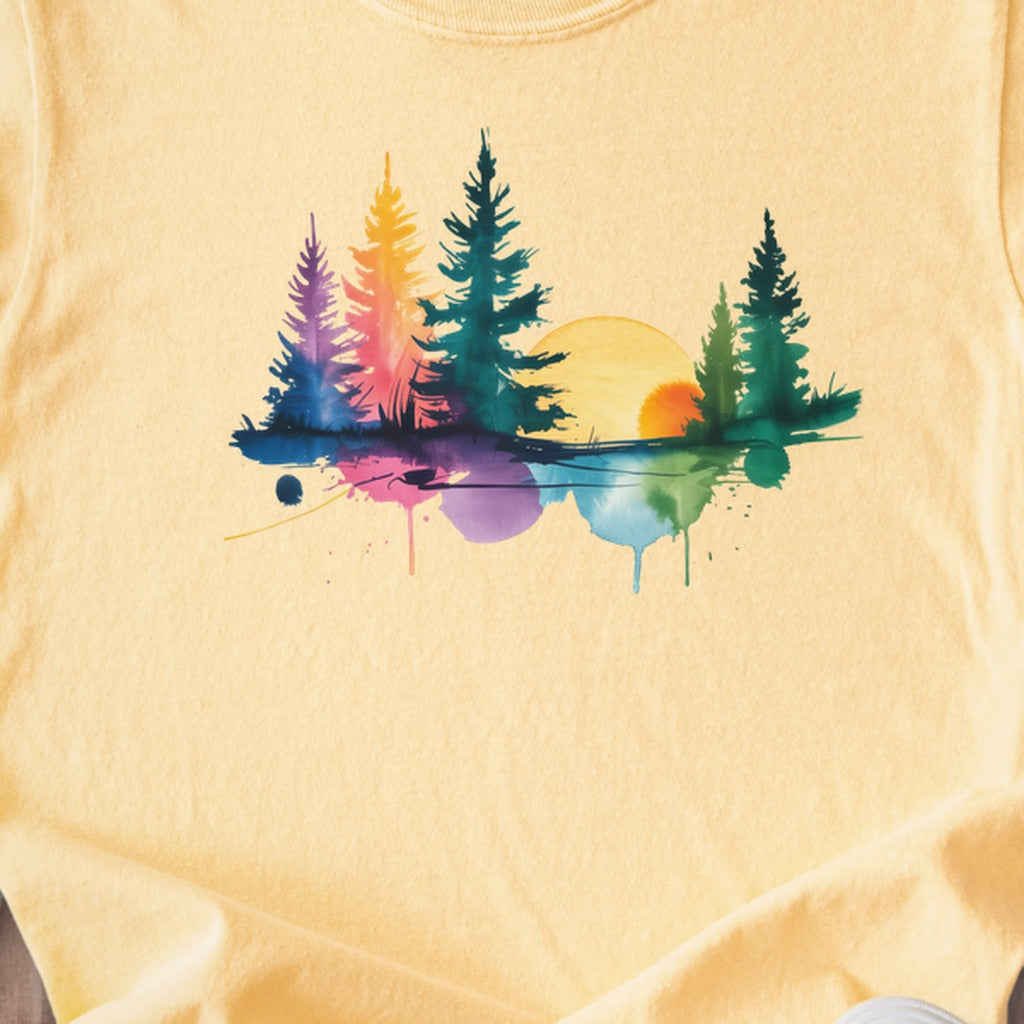 Watercolor Forest Kids Cotton T-Shirt
