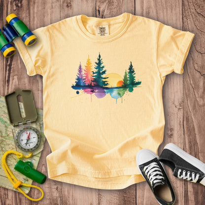 Watercolor Forest Kids Cotton T-Shirt