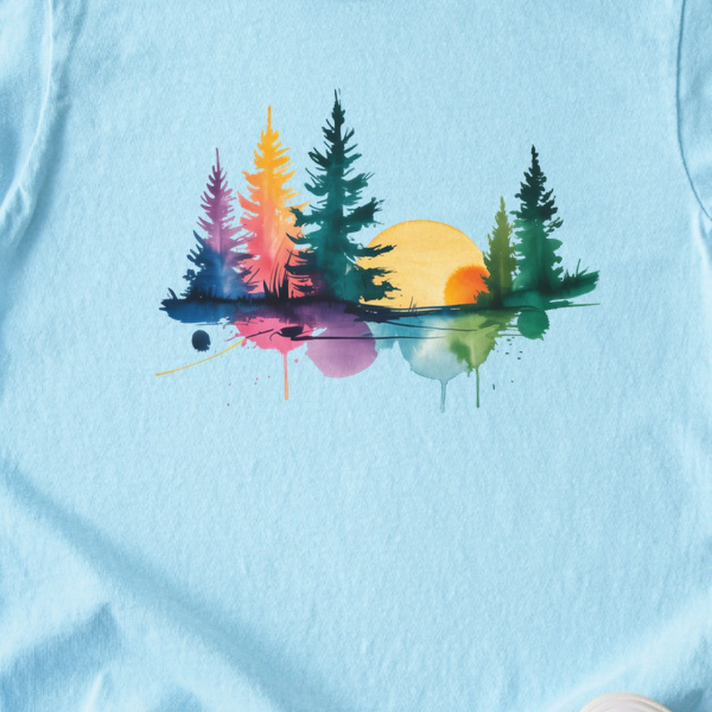 Watercolor Forest Kids Cotton T-Shirt