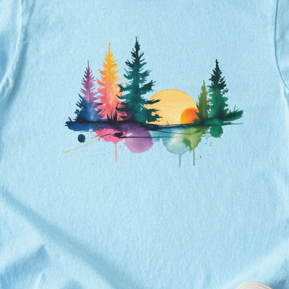 Watercolor Forest Kids Cotton T-Shirt