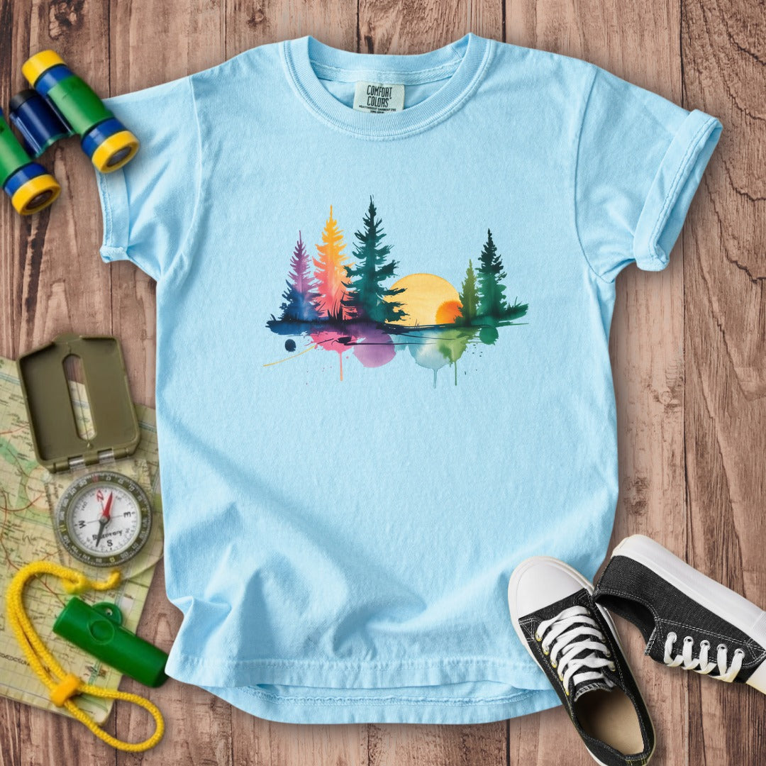 Watercolor Forest Kids Cotton T-Shirt
