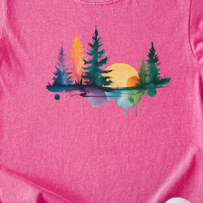 Watercolor Forest Kids Cotton T-Shirt