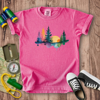 Watercolor Forest Kids Cotton T-Shirt