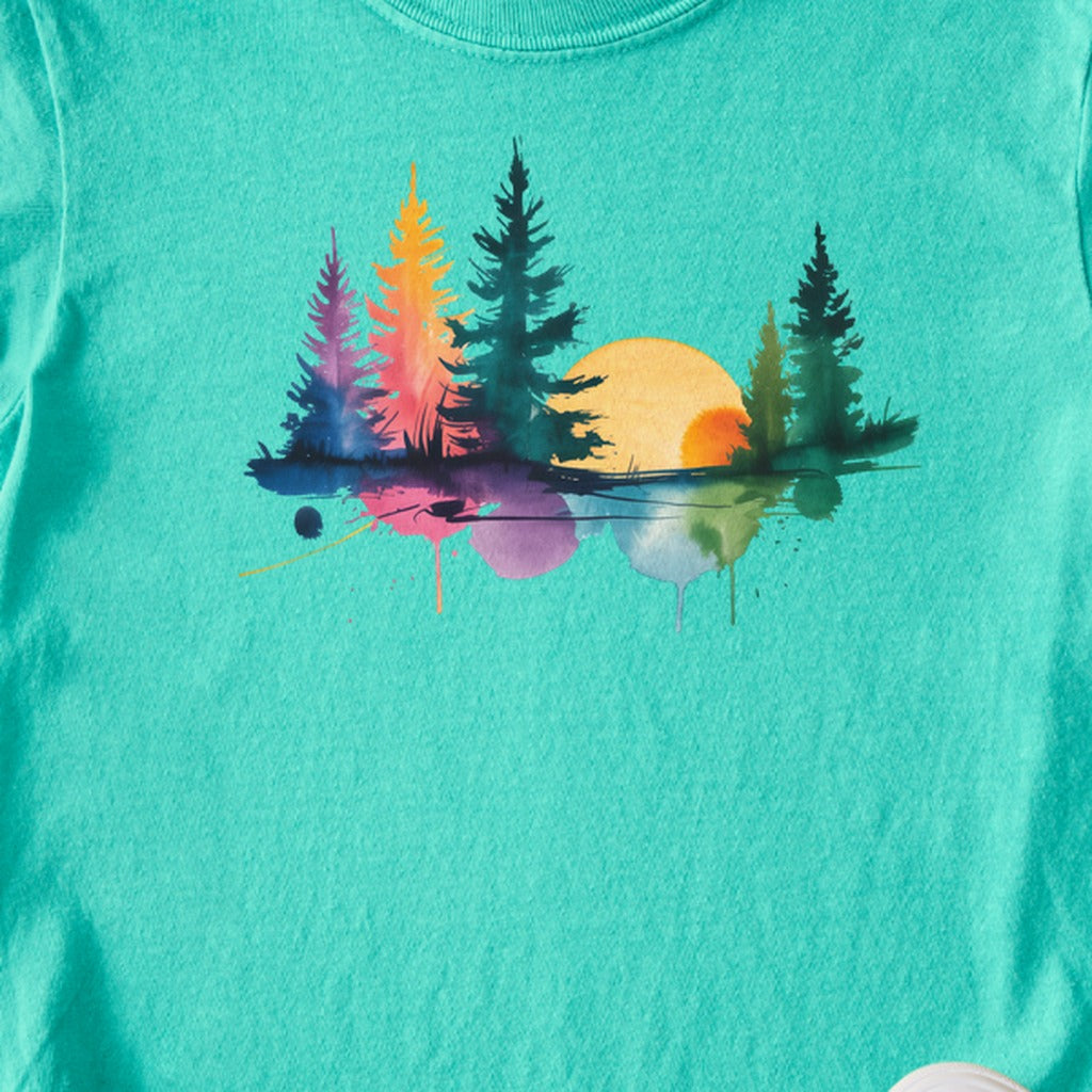 Watercolor Forest Kids Cotton T-Shirt