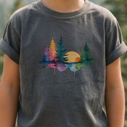 Watercolor Forest Kids Cotton T-Shirt