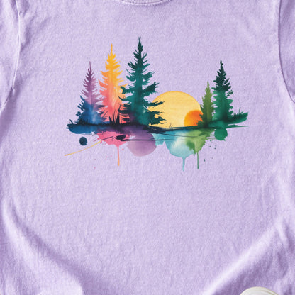 Watercolor Forest Kids Cotton T-Shirt