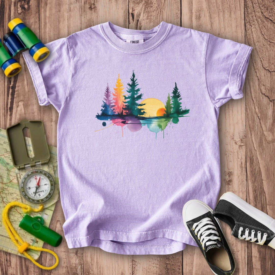 Watercolor Forest Kids Cotton T-Shirt