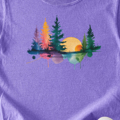 Watercolor Forest Kids Cotton T-Shirt