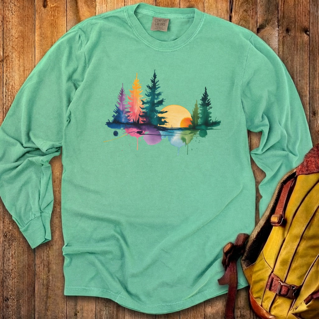 Watercolor Forest Cotton Long Sleeve
