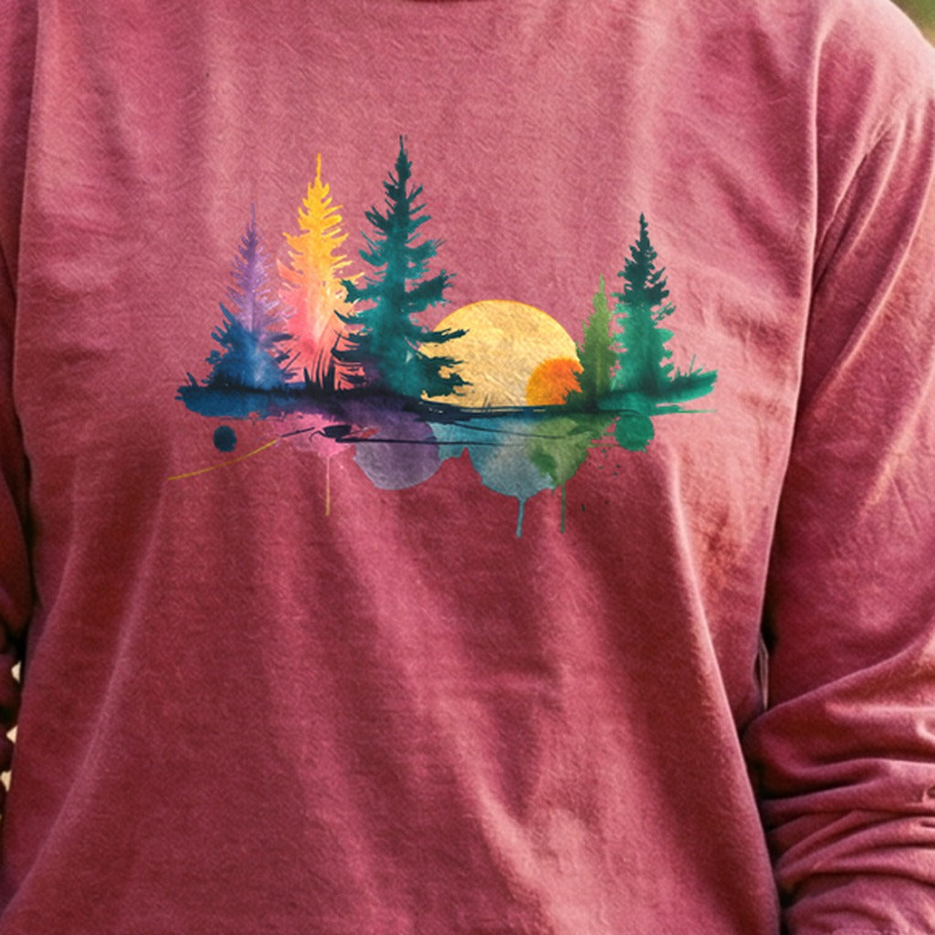 Watercolor Forest Cotton Long Sleeve