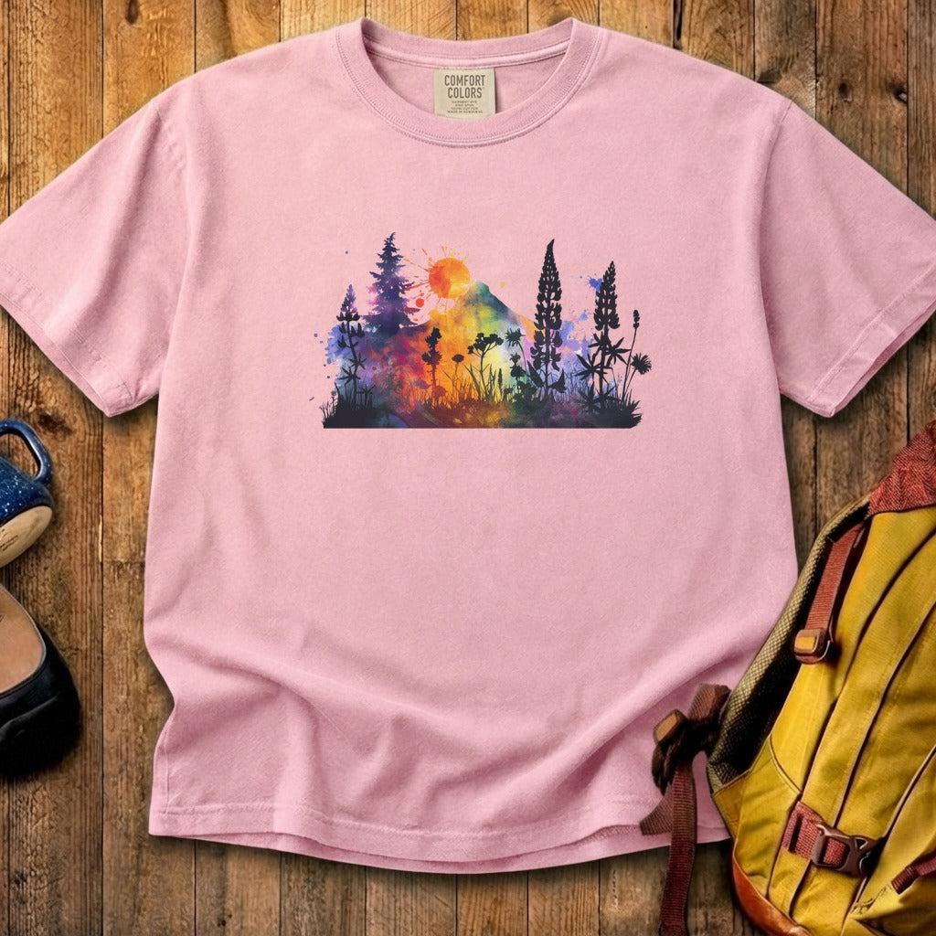 Watercolor Hypercolor Mountains Cotton T-Shirt