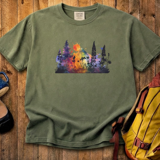 Watercolor Hypercolor Mountains Cotton T-Shirt