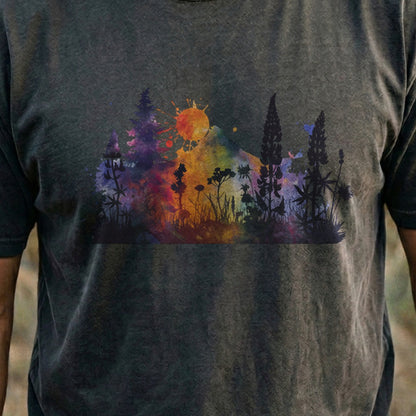 Watercolor Hypercolor Mountains Cotton T-Shirt
