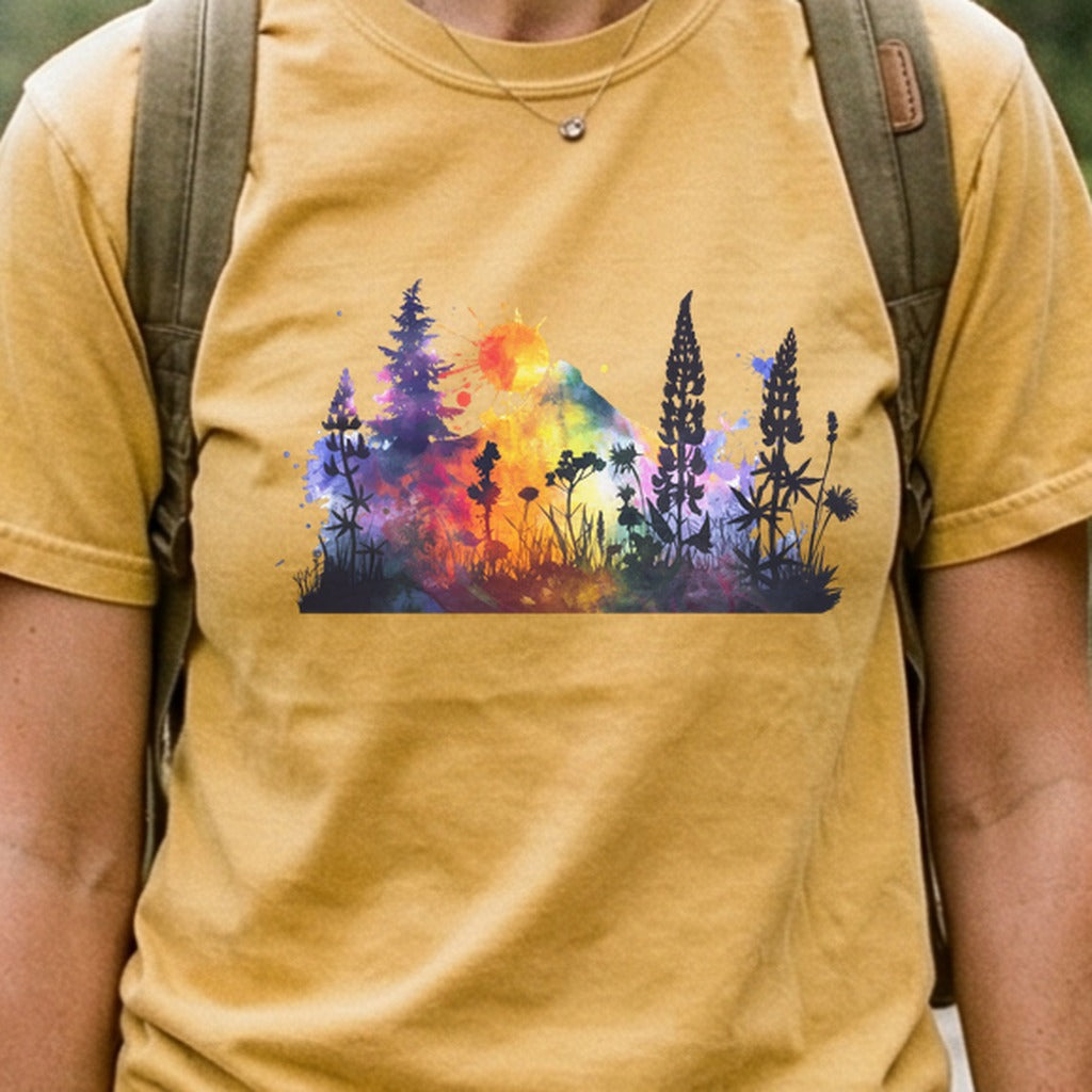 Watercolor Hypercolor Mountains Cotton T-Shirt