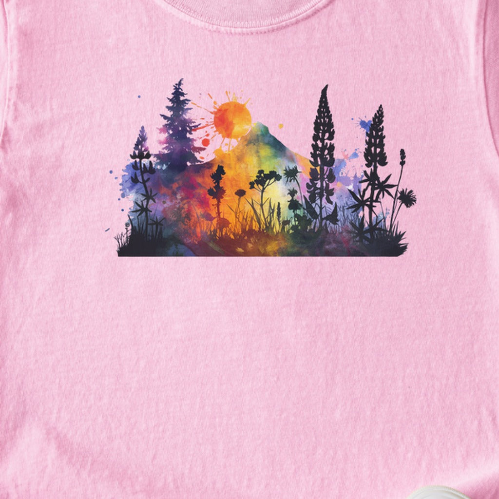 Watercolor Hypercolor Mountains Kids Cotton T-Shirt