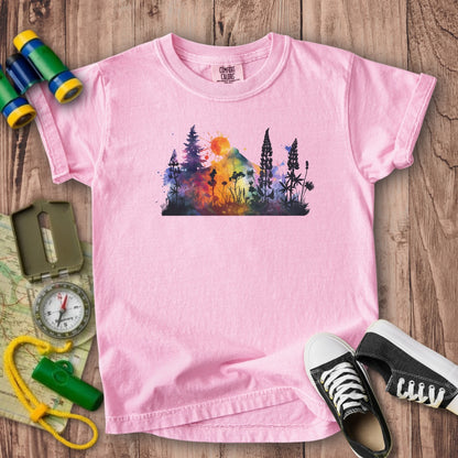 Watercolor Hypercolor Mountains Kids Cotton T-Shirt