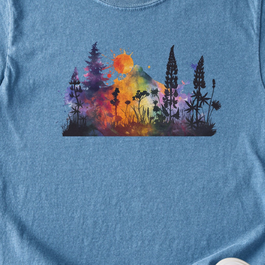 Watercolor Hypercolor Mountains Kids Cotton T-Shirt