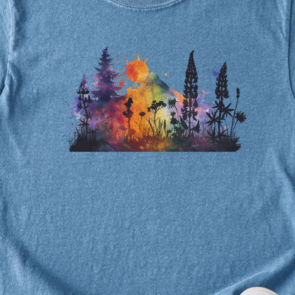 Watercolor Hypercolor Mountains Kids Cotton T-Shirt