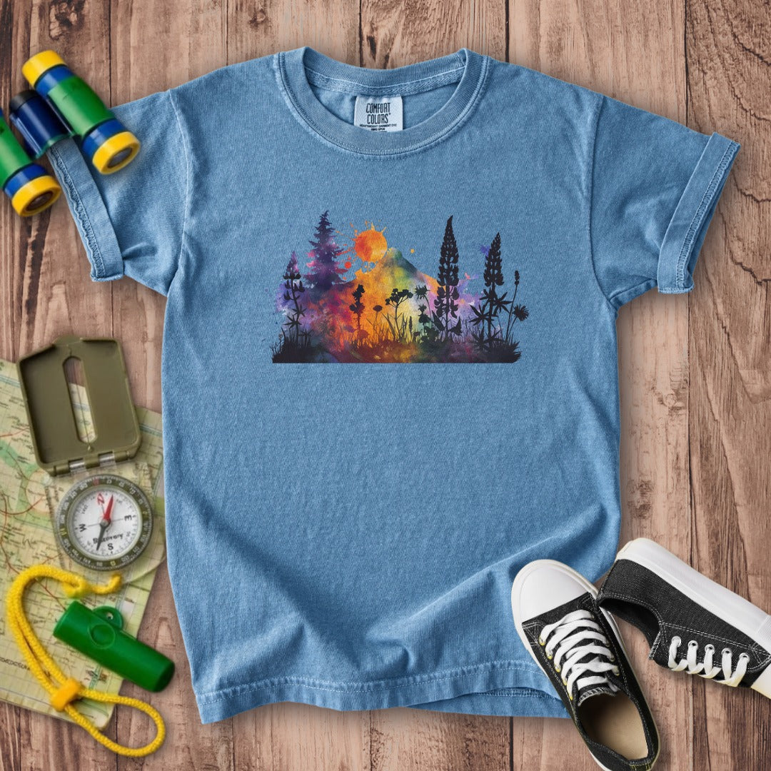 Watercolor Hypercolor Mountains Kids Cotton T-Shirt